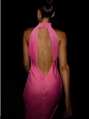 Meshki Claire Pink Halter Backless Women’s Dress